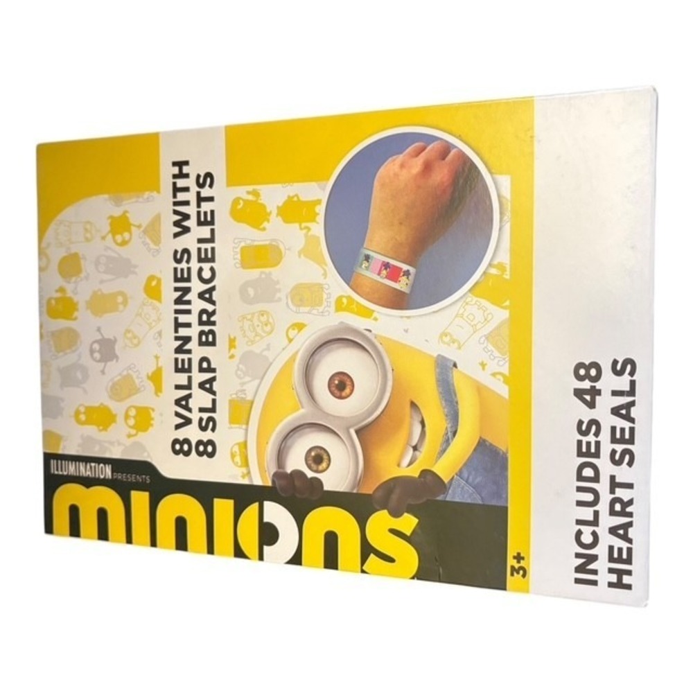 Minions Valentine Cards with Slap Bracelets & Heart Seals Set of 8